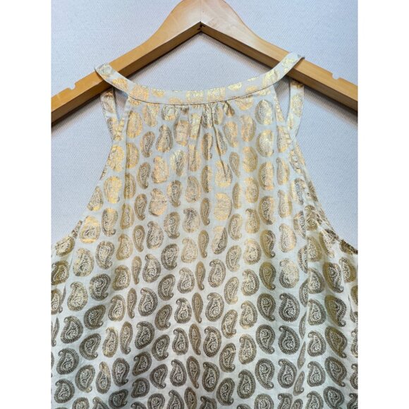 St Tropez Womens Linen West Top Lightweight Size M White Gold Paisley Sleeveless - Picture 11 of 11